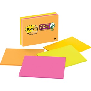 SN 6X8" BRIGHT ASSORTED 4/PK UNLINED MEETING NOTES 4PK